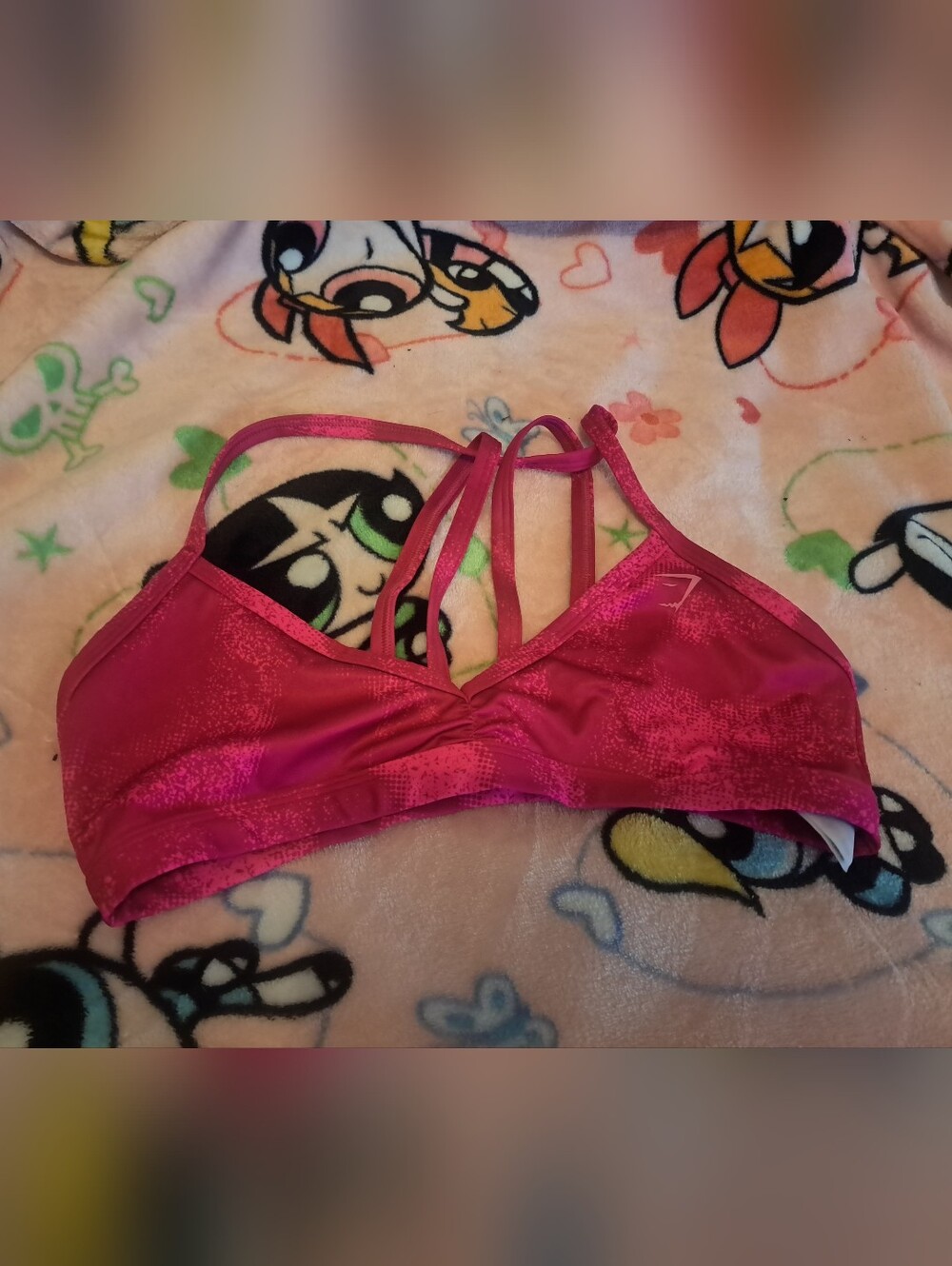 Gymshark Hot Pink Camo Strappy Sports Bra